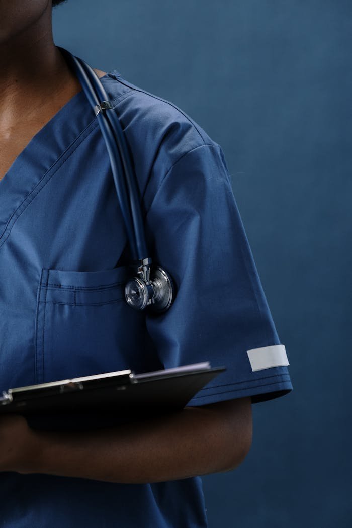 A Stethoscope on a Medical Professional's Shoulder